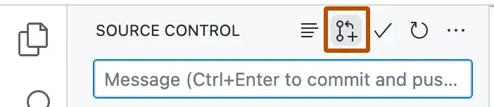 Ícone para criar um pull request de um Codespace