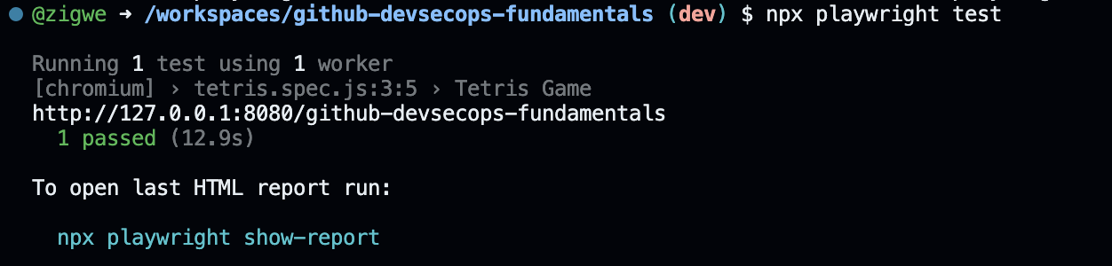 Captura de tela de testes bem-sucedidos